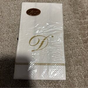 Caspari Hemstitch Script D 15 Triple Ply Guest Napkins 33cmx40cm